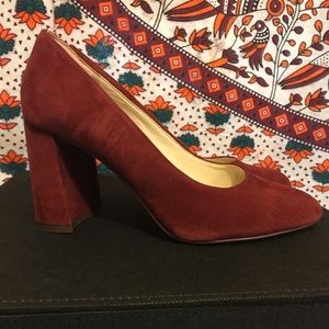 Red suede Nine West heels size 7.5